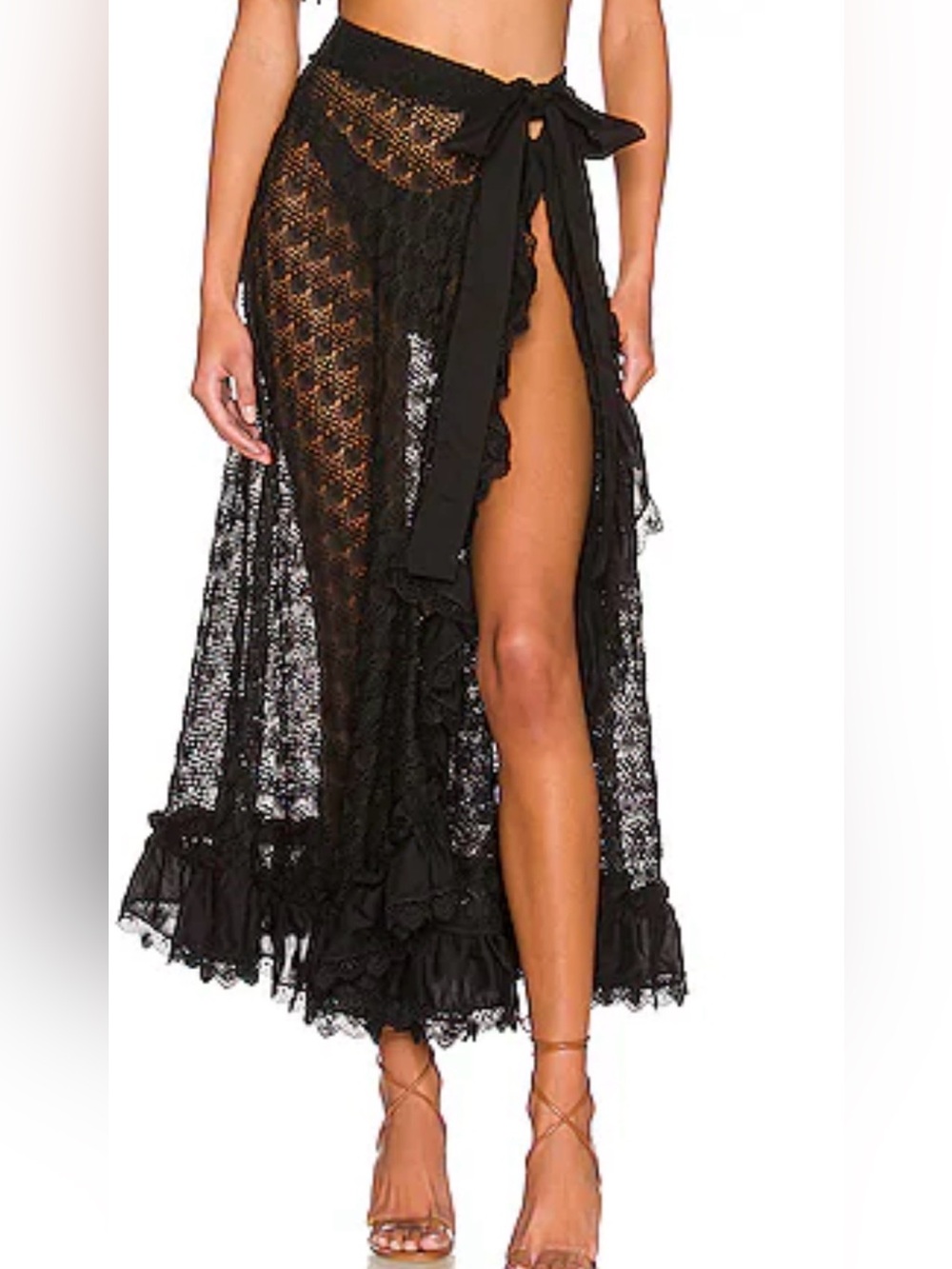 WAIMARI Resortwear Janiero Black Feminine Luxurious Ruffle skirt size small.